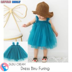 Dress Biru Furing SD033 I Dress Pakaian Anak Import