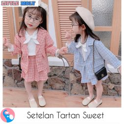 Setelan Dress Tartan Sweet SD051 - SD052 I Setelan Dress Anak Perempuan Import