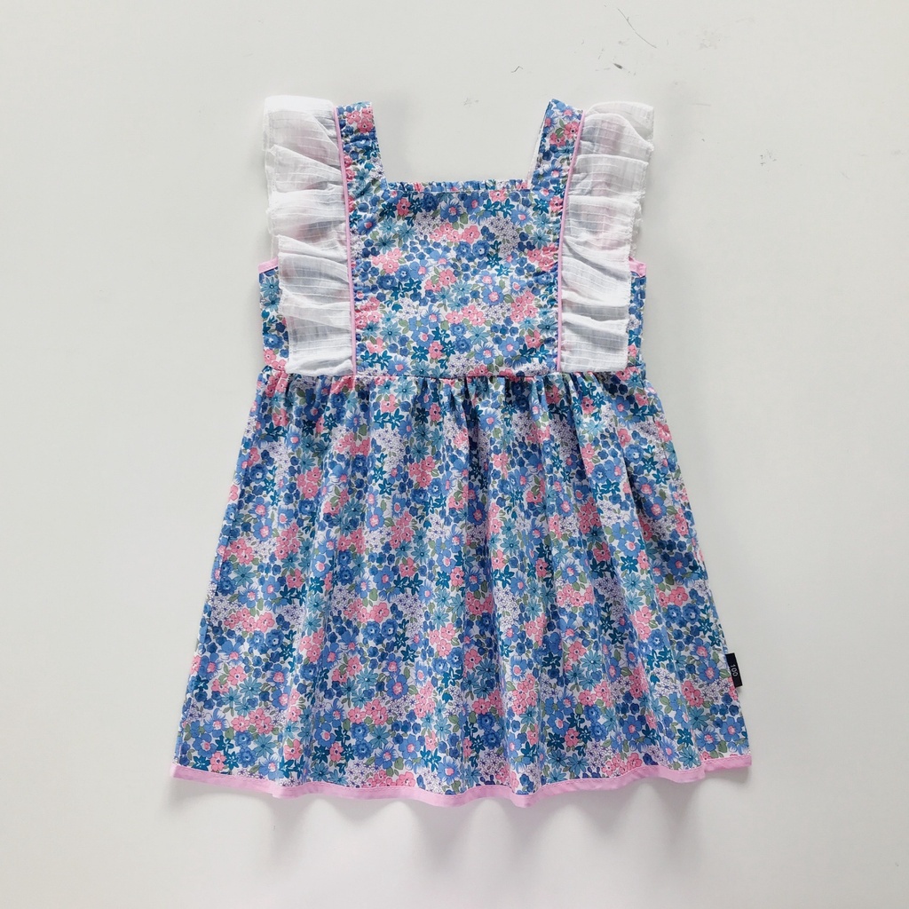 Dress Biru Bunga Pink SD010 I Dress Anak Premium Import - Gambar 4