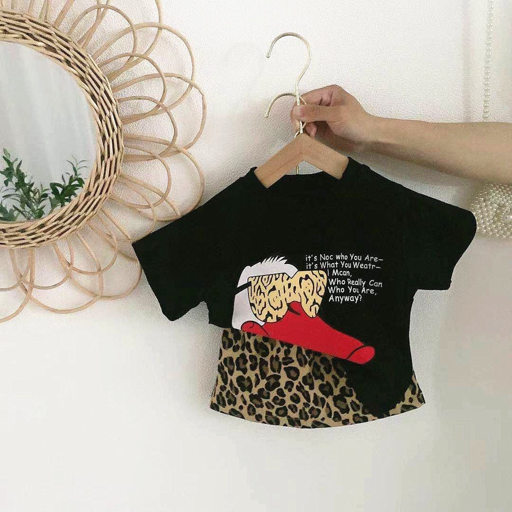 Setelan Duck Funky dan Leopard Skirts SD049 SD050 I Setelan Dress Anak Perempuan Import - Gambar 3