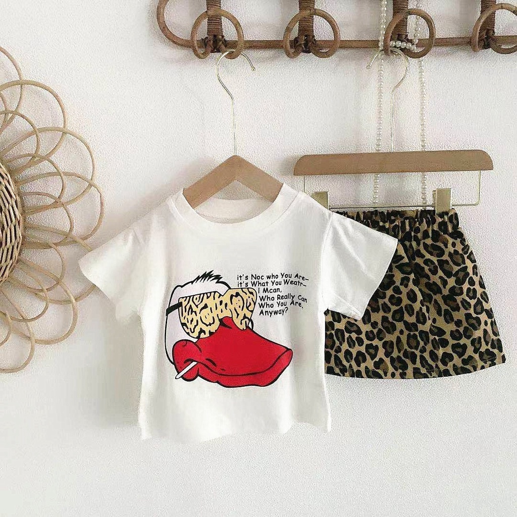 Setelan Duck Funky dan Leopard Skirts SD049 SD050 I Setelan Dress Anak Perempuan Import - Gambar 7