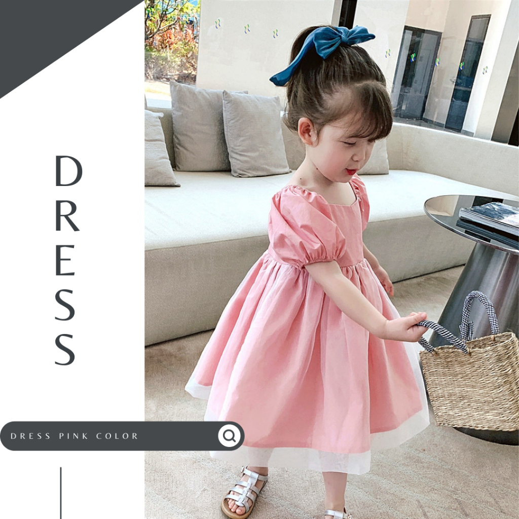 LITTLE MOLY Dress Party Pink Color Anak SD005 Premium Import