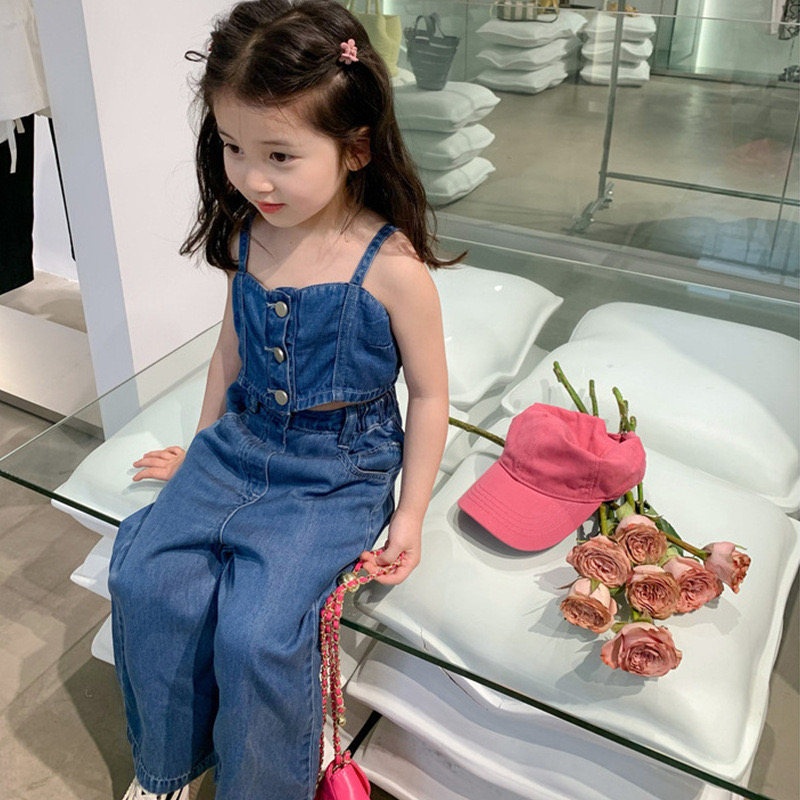 Little Moly Setelan Crop Top Celana Panjang Jeans Anak Perempuan Premium Import SBC045 - Gambar 6