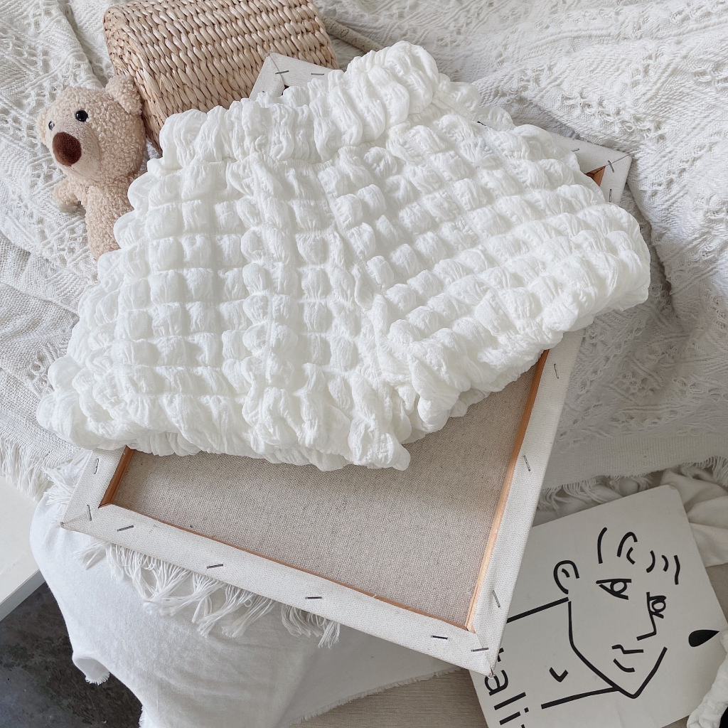 Little Moly Setelan Celana Pendek Anak Perempuan Bulbul White Ribbon Premium Import SBC047 - Gambar 5