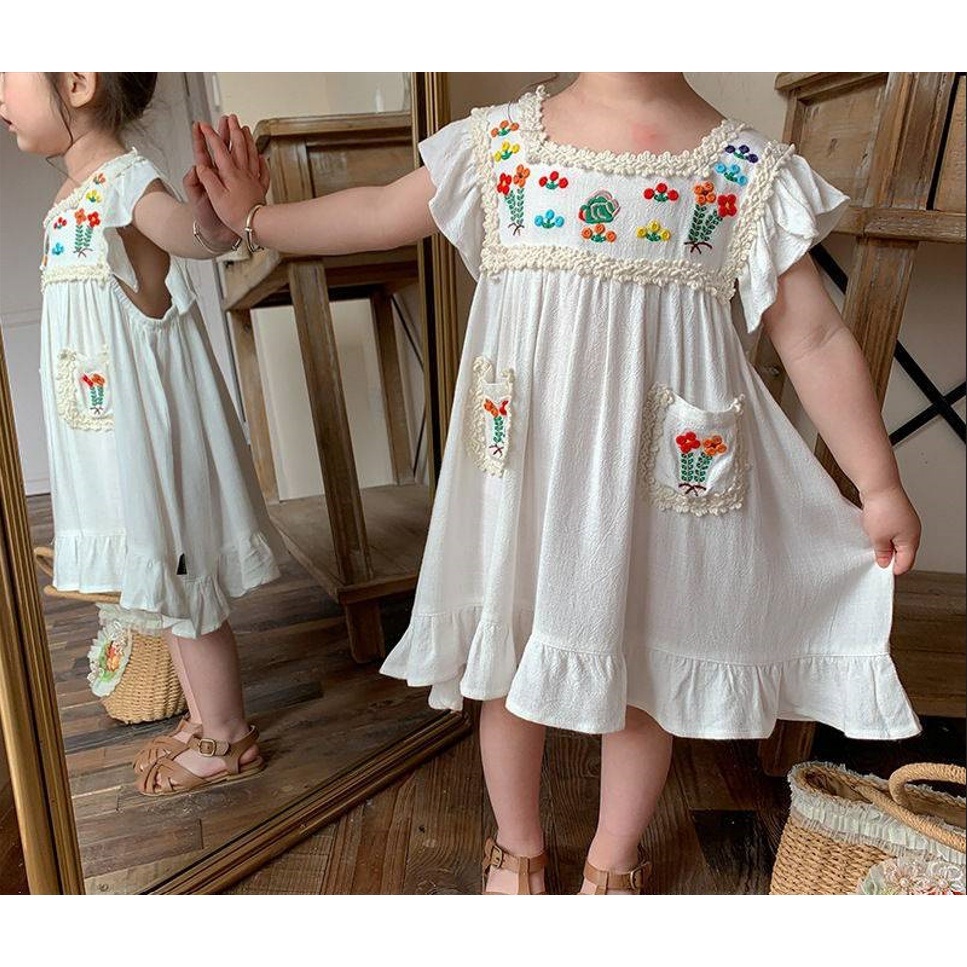 Dress Renda Bordir Bunga SD002 SD002A I Dress Anak-Anak Import - Gambar 3