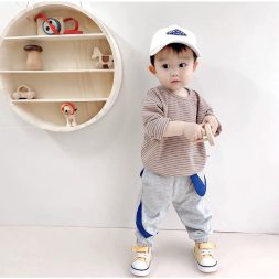 Little Moly B047 Kaos T-shirt Salur Lengan Panjang Anak Laki-Laki Premium Import