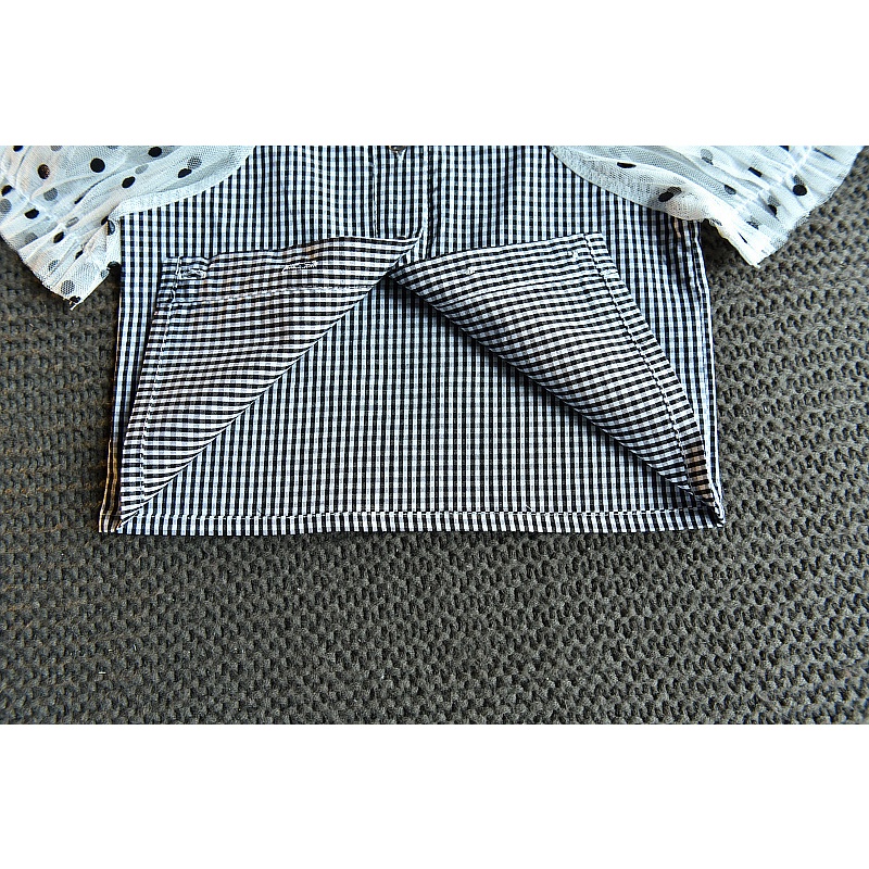 Little Moly SD068 Setelan Dress Gingham Polkadot Puff Anak Korea Premium Import - Gambar 6