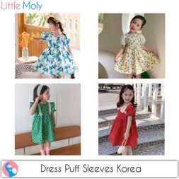 Dress Puff Sleeves Anak Korea Style Premium Import SD058