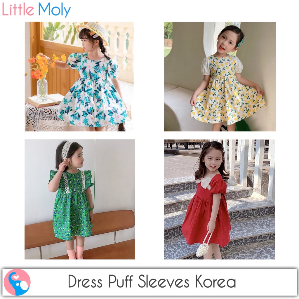 Dress Puff Sleeves Anak Korea Style Premium Import SD058