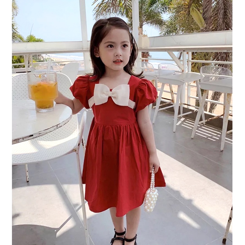 Dress Puff Sleeves Anak Korea Style Premium Import SD058 - Gambar 5
