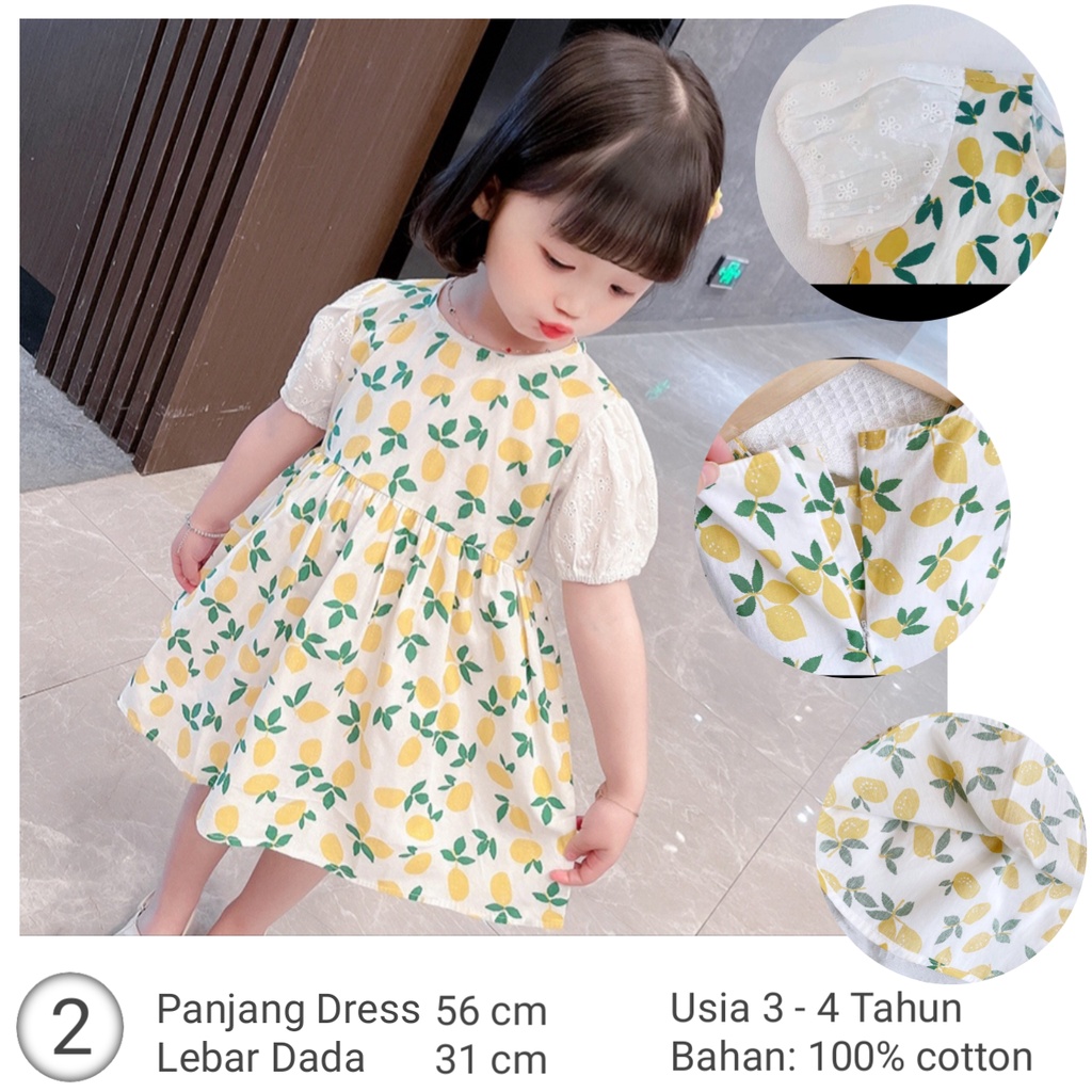 Dress Puff Sleeves Anak Korea Style Premium Import SD058 - Gambar 7