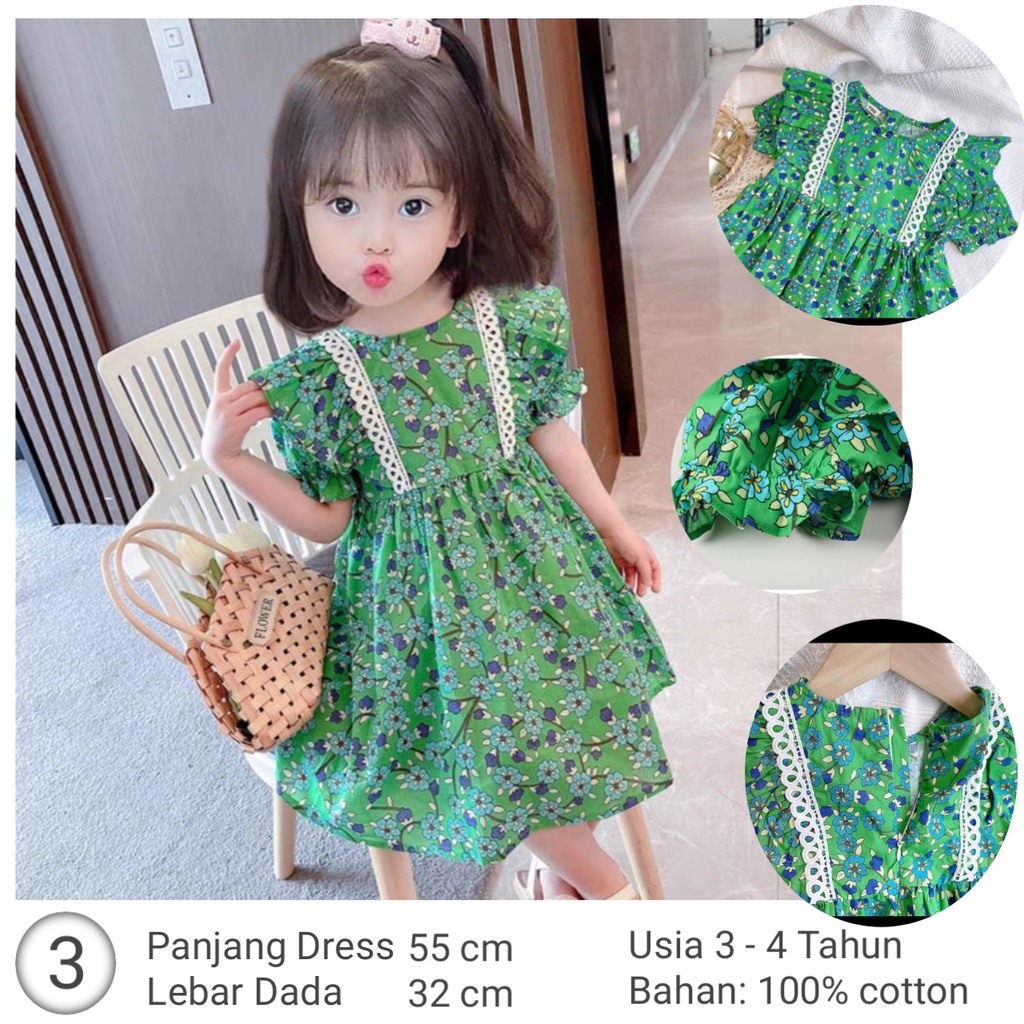 Dress Puff Sleeves Anak Korea Style Premium Import SD058 - Gambar 8