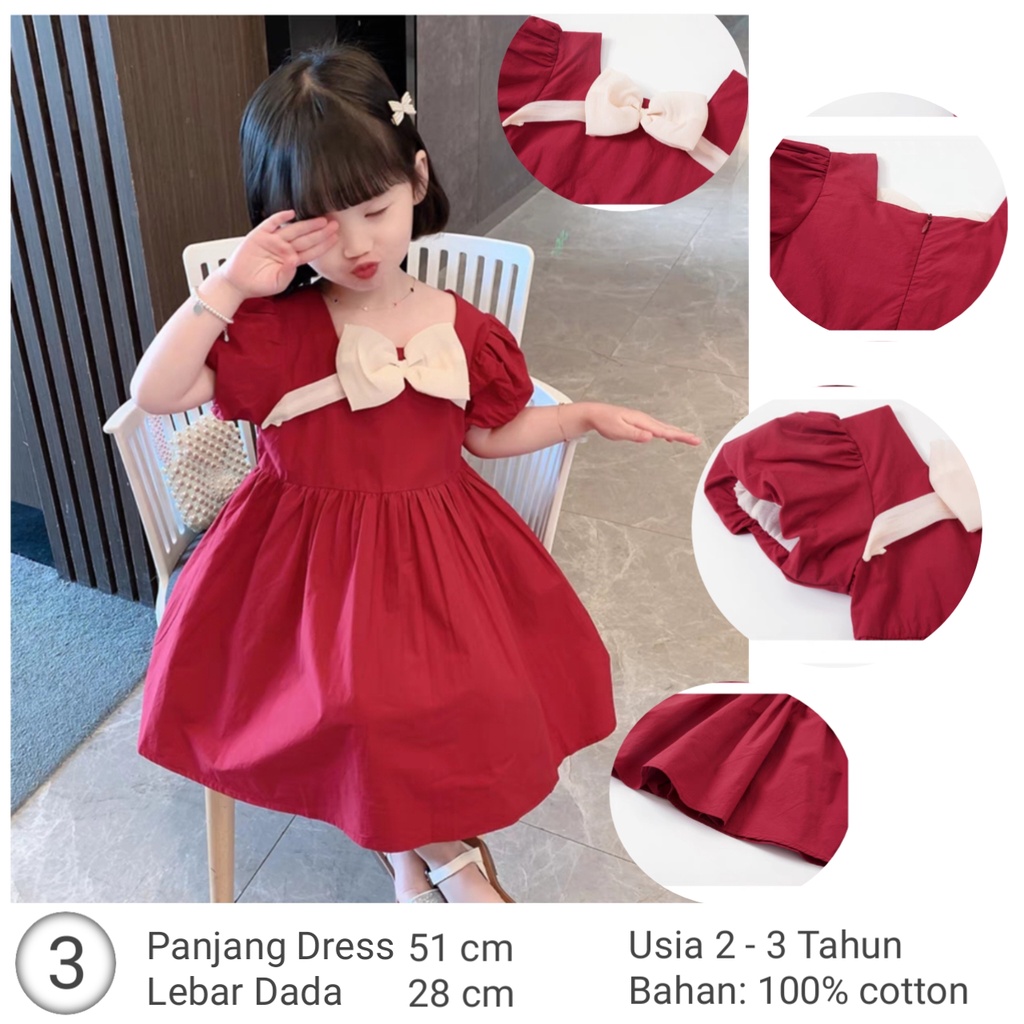 Dress Puff Sleeves Anak Korea Style Premium Import SD058 - Gambar 9