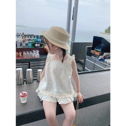 Little Moly B050 Tanktop Bordir Flowers lace Atasan anak perempuan Korea Premium Import