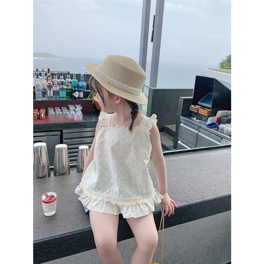 Little Moly B050 Tanktop Bordir Flowers lace Atasan anak perempuan Korea Premium Import