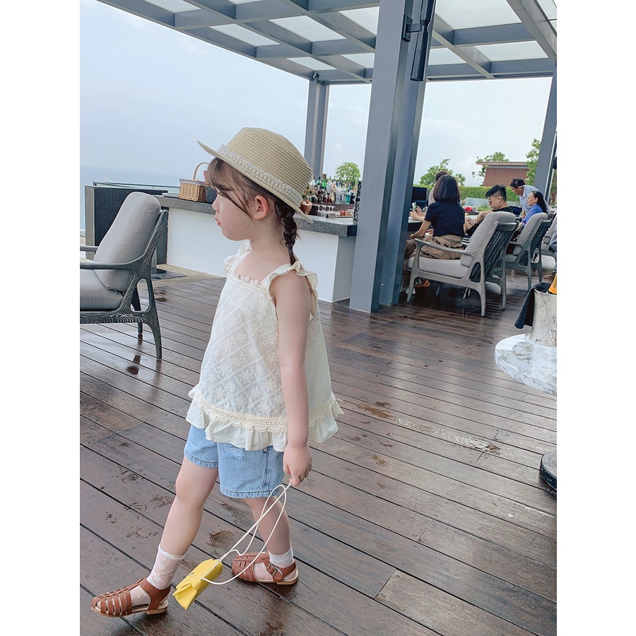 Little Moly B050 Tanktop Bordir Flowers lace Atasan anak perempuan Korea Premium Import - Gambar 4