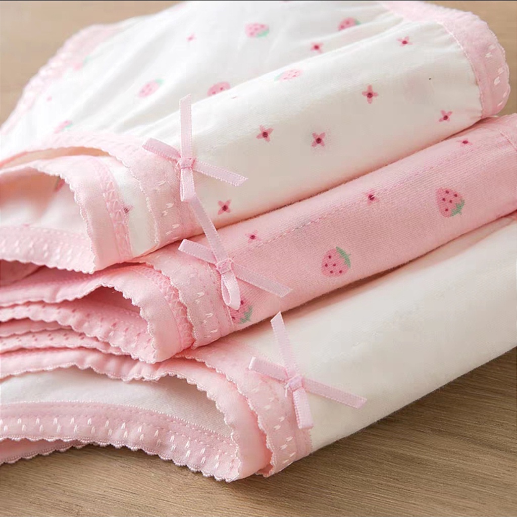 Little Moly CD008 Celana Dalam Strawberry Ribbon Anak Perempuan Premium Import 1 Pack Isi 4 PC - Gambar 2