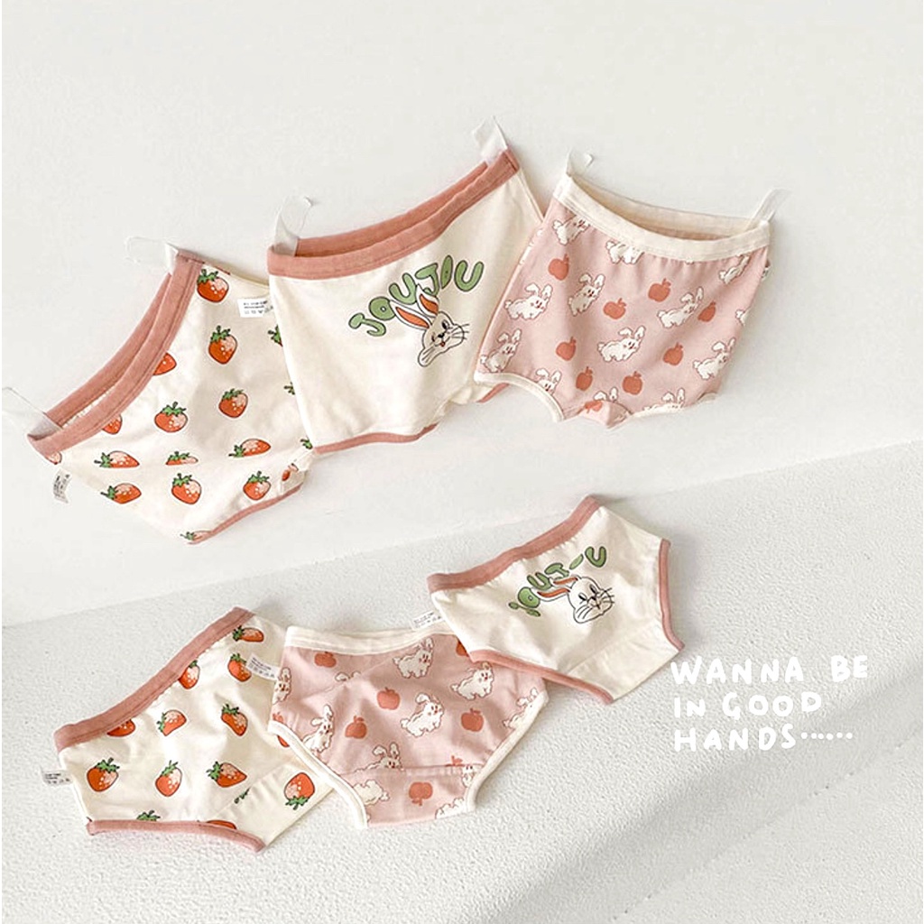 Little Moly CD005 Celana Dalam Jou Jou Bunny Anak Cewek Korea Premium Import 1 pack isi 3 pc - Gambar 4