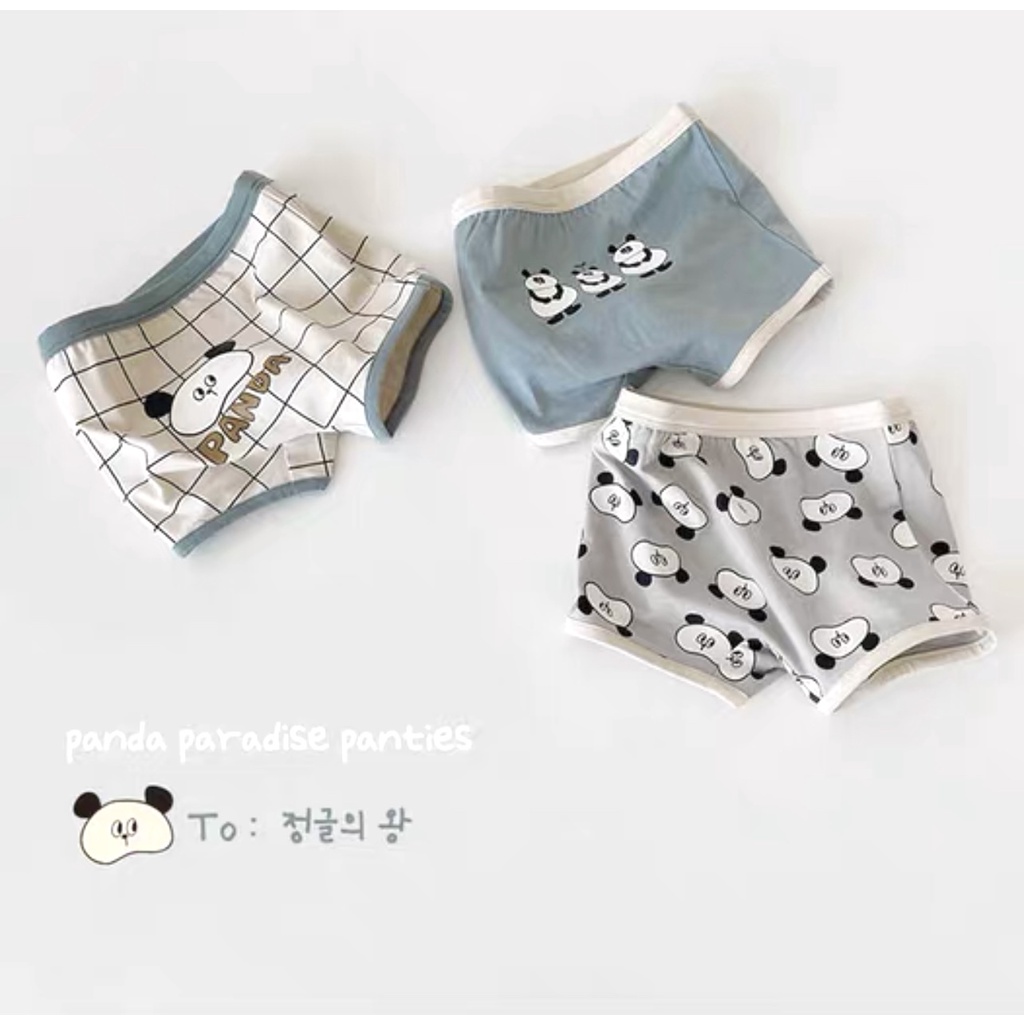 Little Moly CD003 Celana Dalam Panda Anak Cowok Korea Premium Import 1 pack isi 3 pc - Gambar 4
