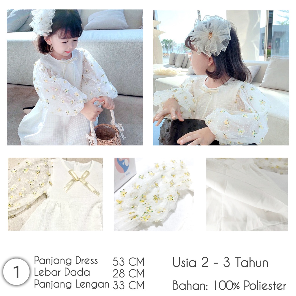 Little Moly Dress Rempel Cute Anak SD039 Premium Import - Gambar 2
